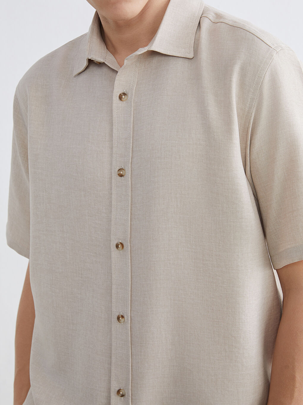 Bej Regular Fit Poplin Erkek Gömlek-2