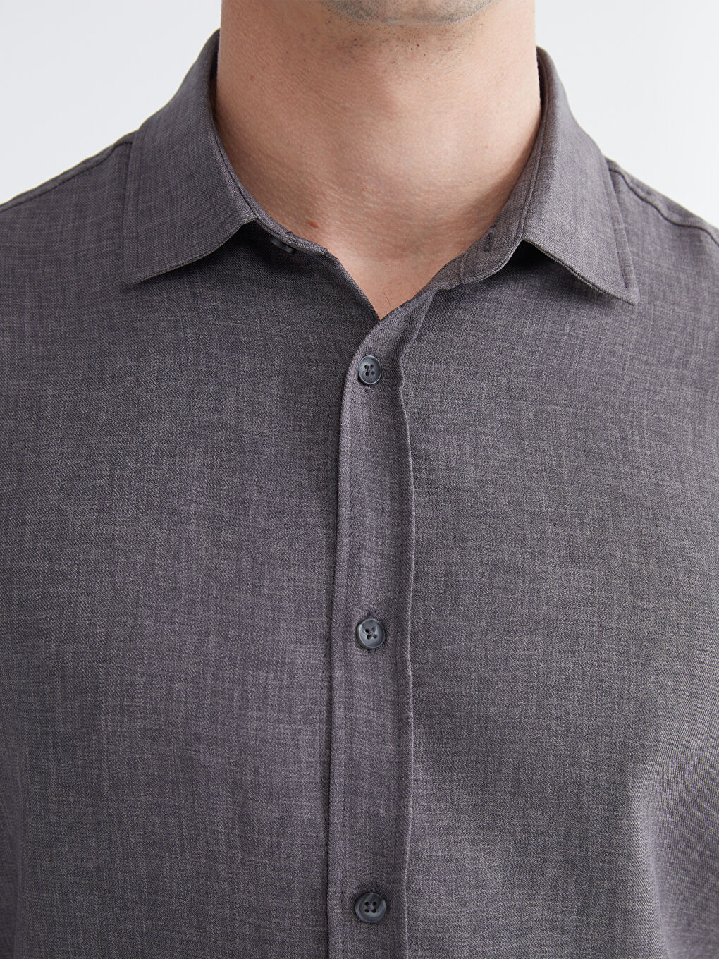 Antrasit Regular Fit Poplin Erkek Gömlek-2