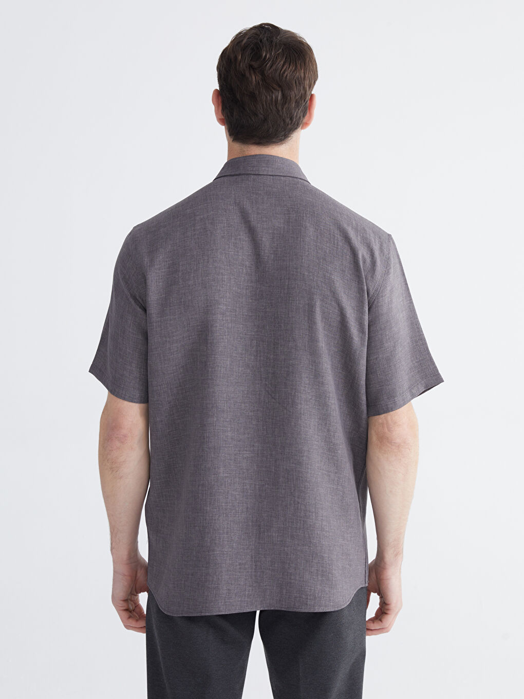 Antrasit Regular Fit Poplin Erkek Gömlek-3