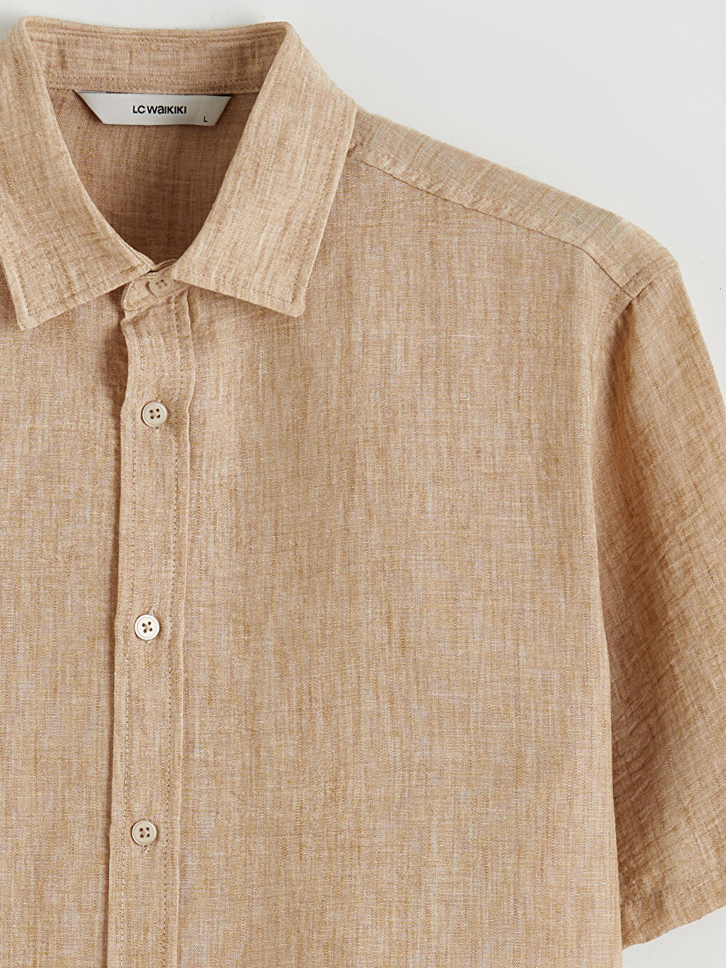 Bej Regular Fit Poplin Erkek Gömlek-5