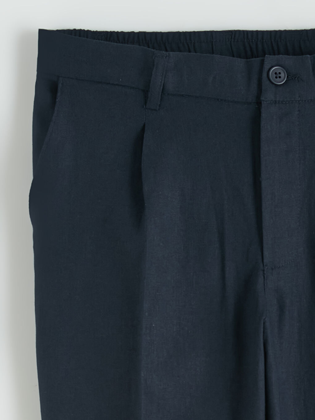 Pantaloni Regular Fit din Amestec de In cu Pliseuri pentru Bărbați-5