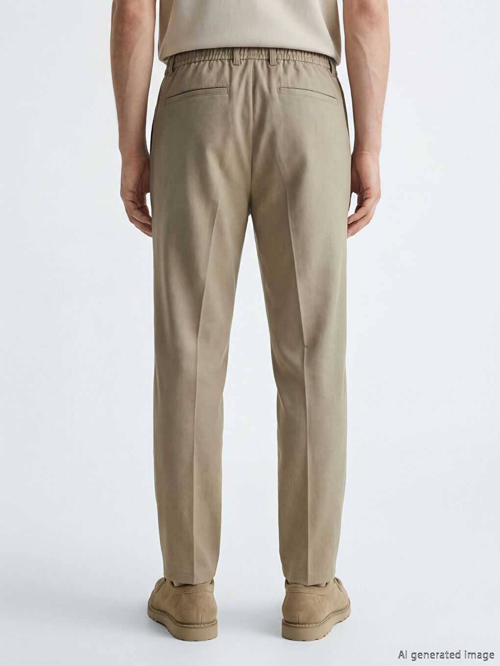 Pantaloni Regular Fit din Amestec de In cu Pliseuri pentru Bărbați-2