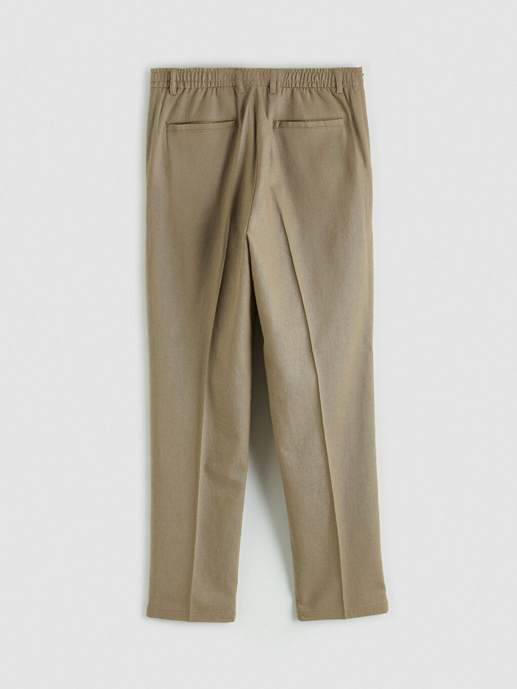 Pantaloni Regular Fit din Amestec de In cu Pliseuri pentru Bărbați-4