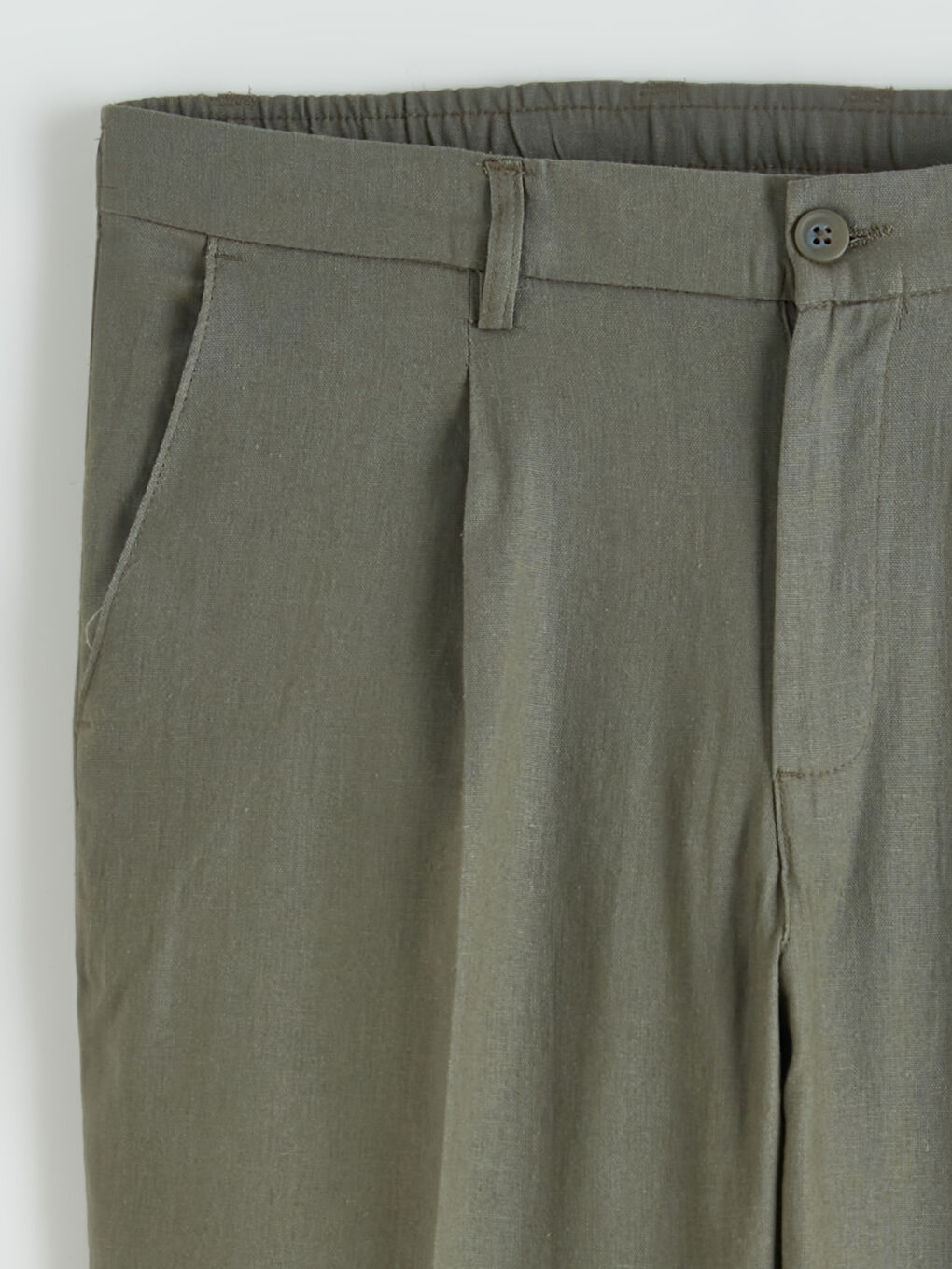 Regular Fit Linen Blend Men's Pleated Trousers-4
