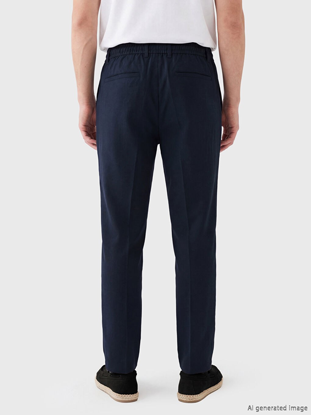 Regular Fit Linen Blend Men's Pleated Trousers-3