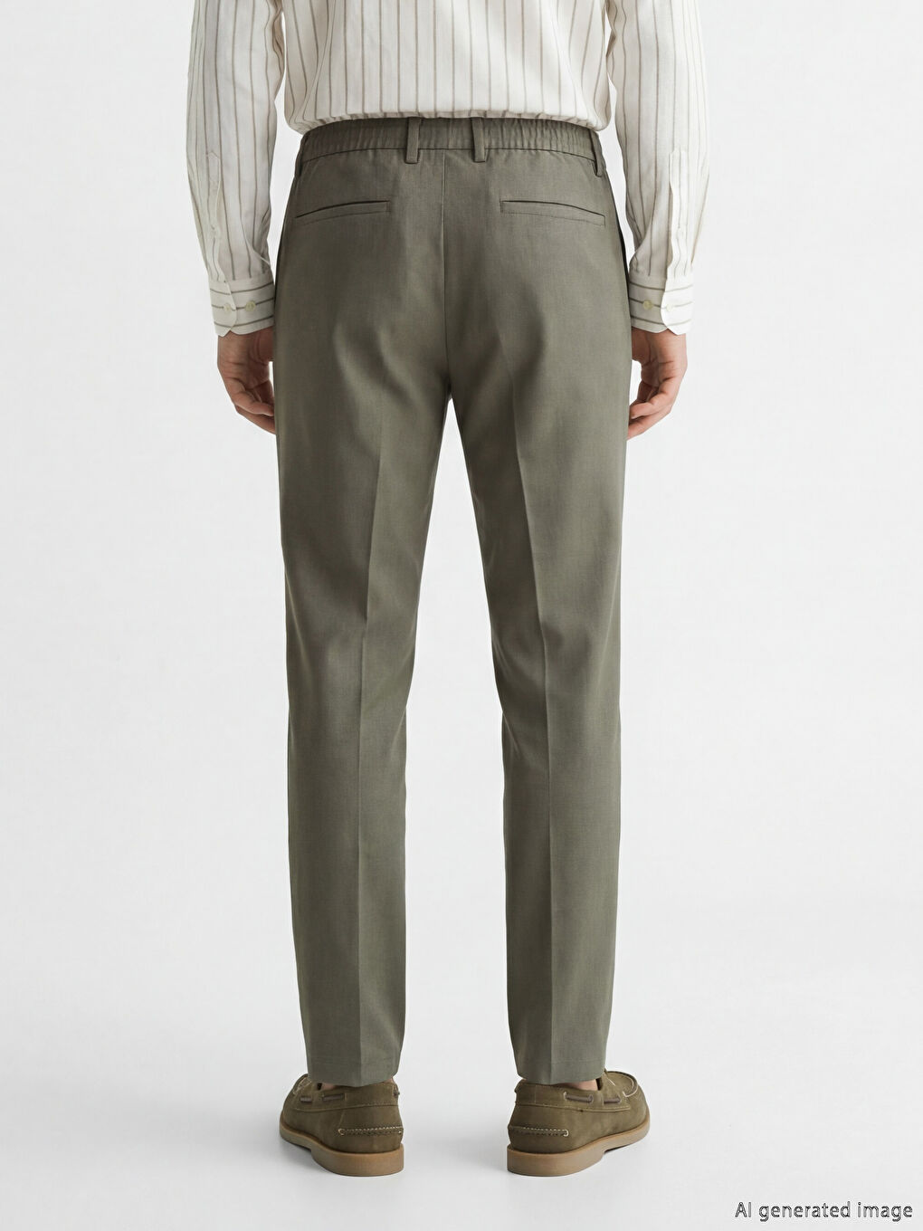 Regular Fit Linen Blend Men's Pleated Trousers-2