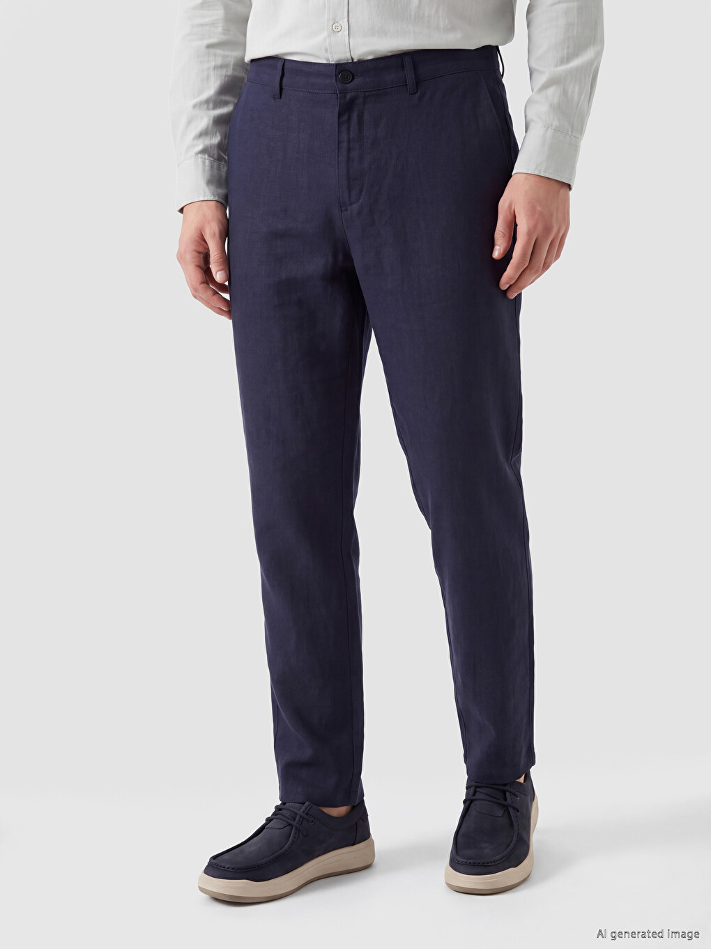 Regular Fit Linen Blend Men's Pleated Trousers-1