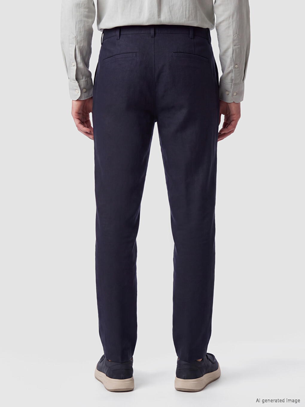 Regular Fit Linen Blend Men's Pleated Trousers-3
