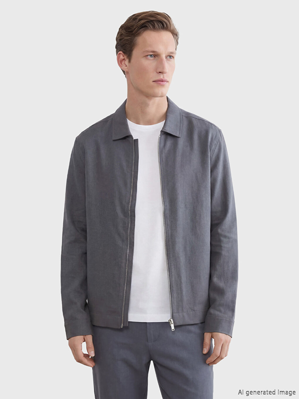 معطف للرجال بقصة عادية برقبة بياقة