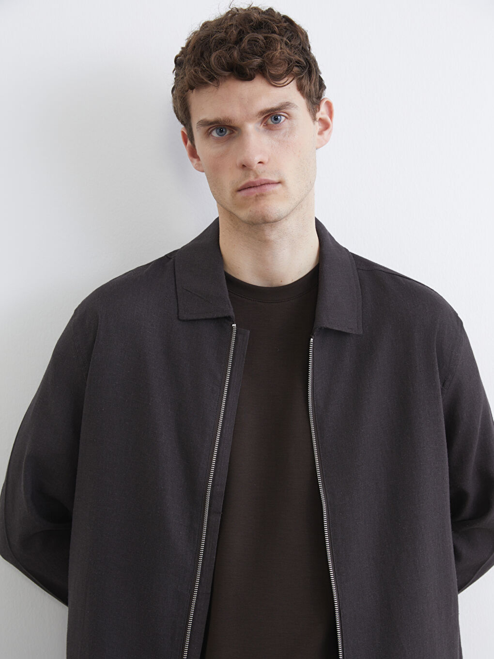 Kahverengi Regular Fit Gömlek Yaka Erkek Mont-2