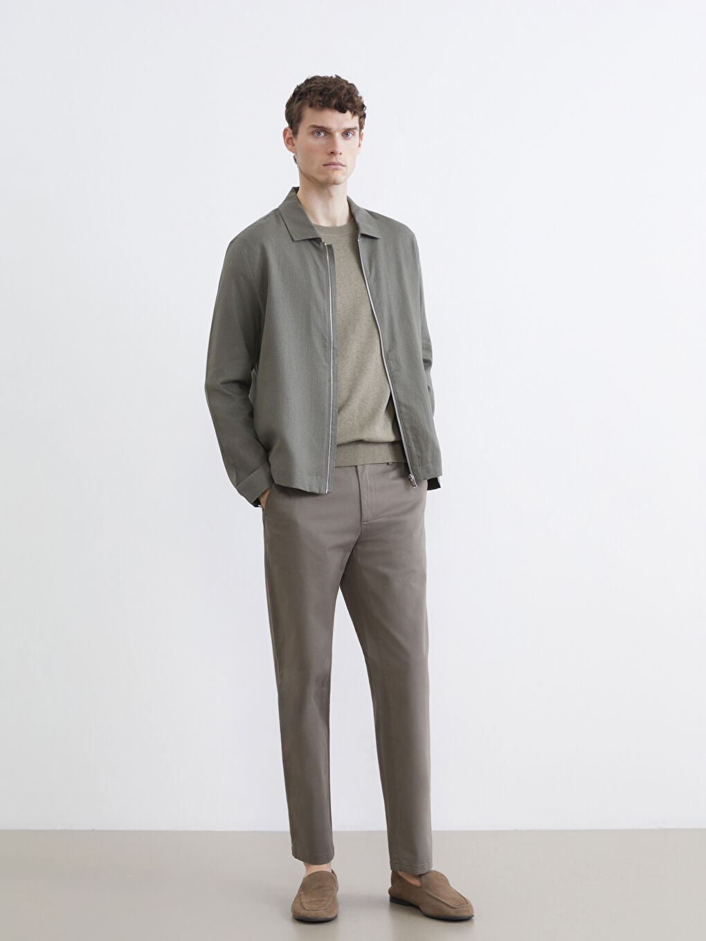 Haki Regular Fit Gömlek Yaka Erkek Mont-1