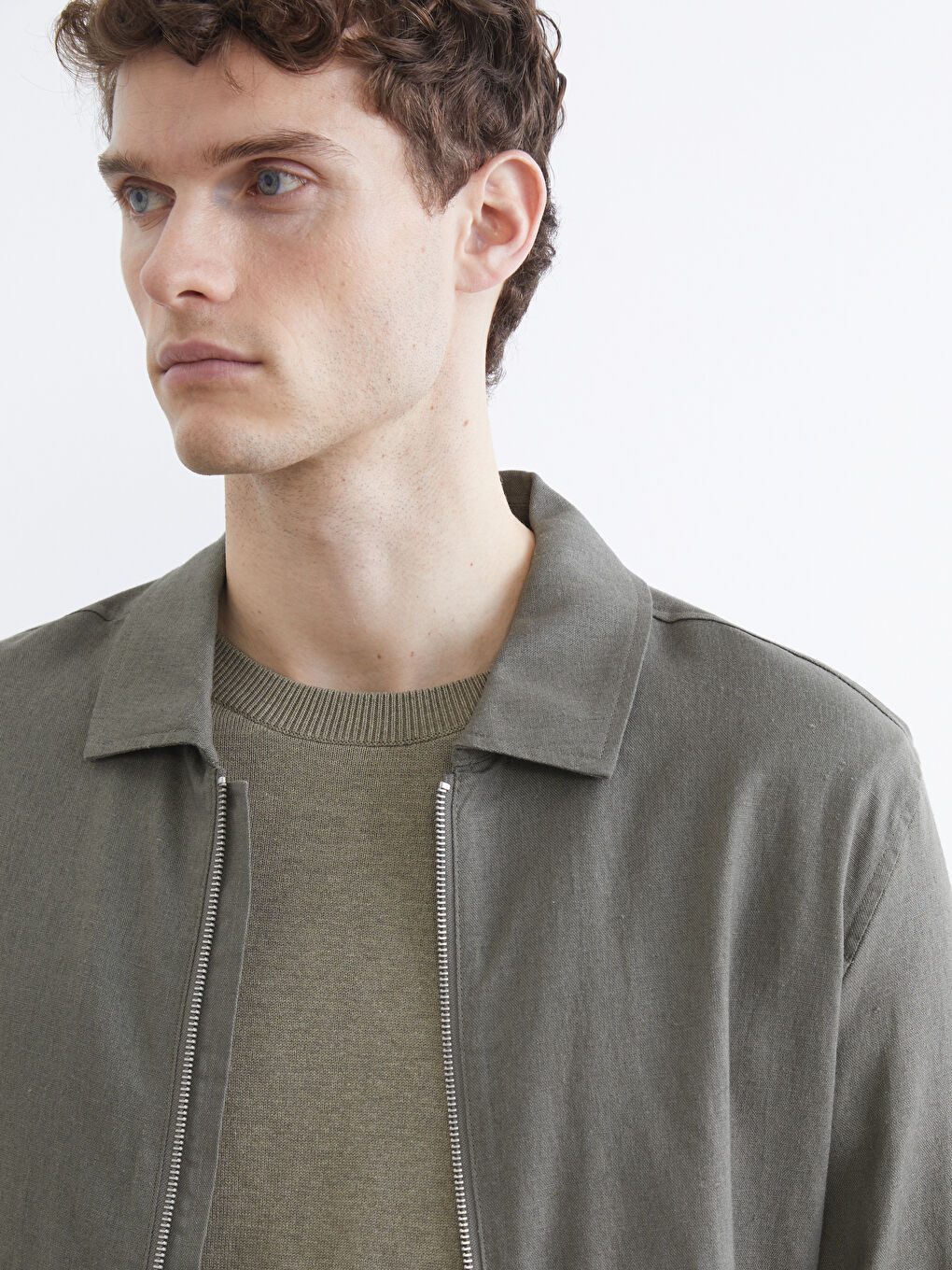 Haki Regular Fit Gömlek Yaka Erkek Mont-2