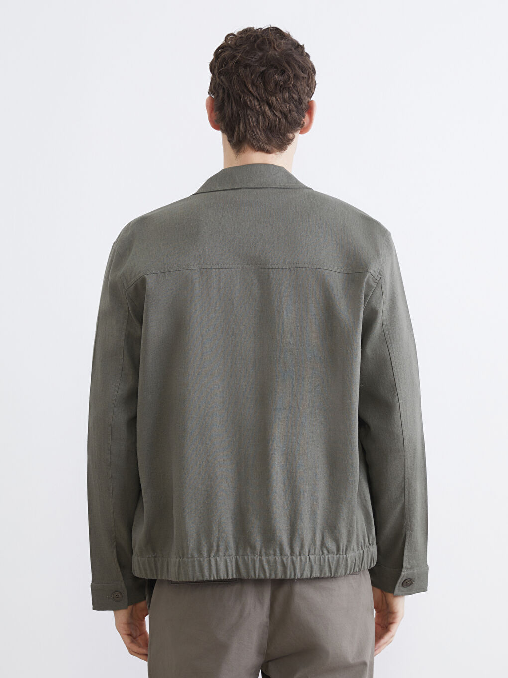 Haki Regular Fit Gömlek Yaka Erkek Mont-4