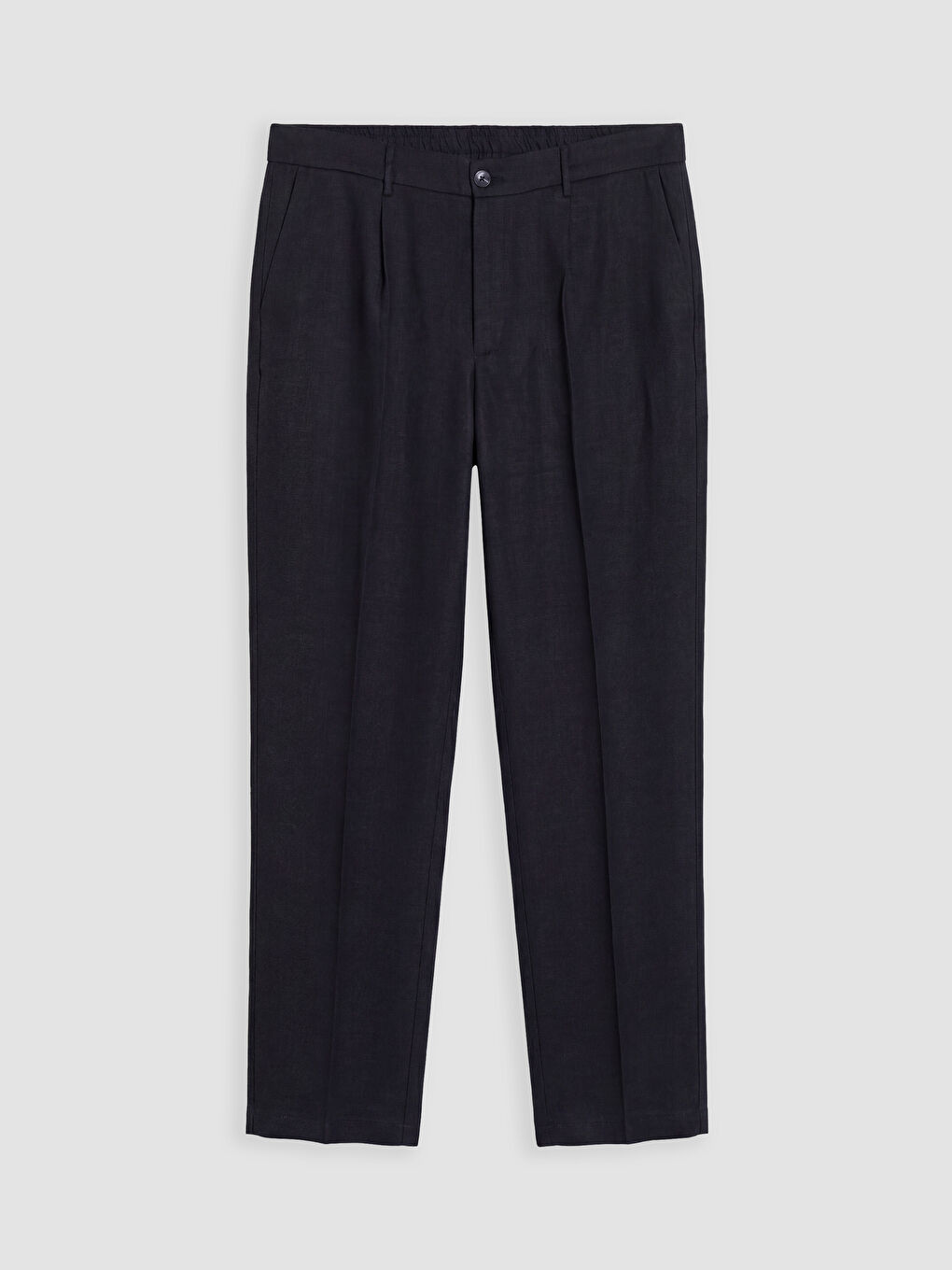 Lacivert Regular Fit %100 Keten Erkek Pileli Pantolon