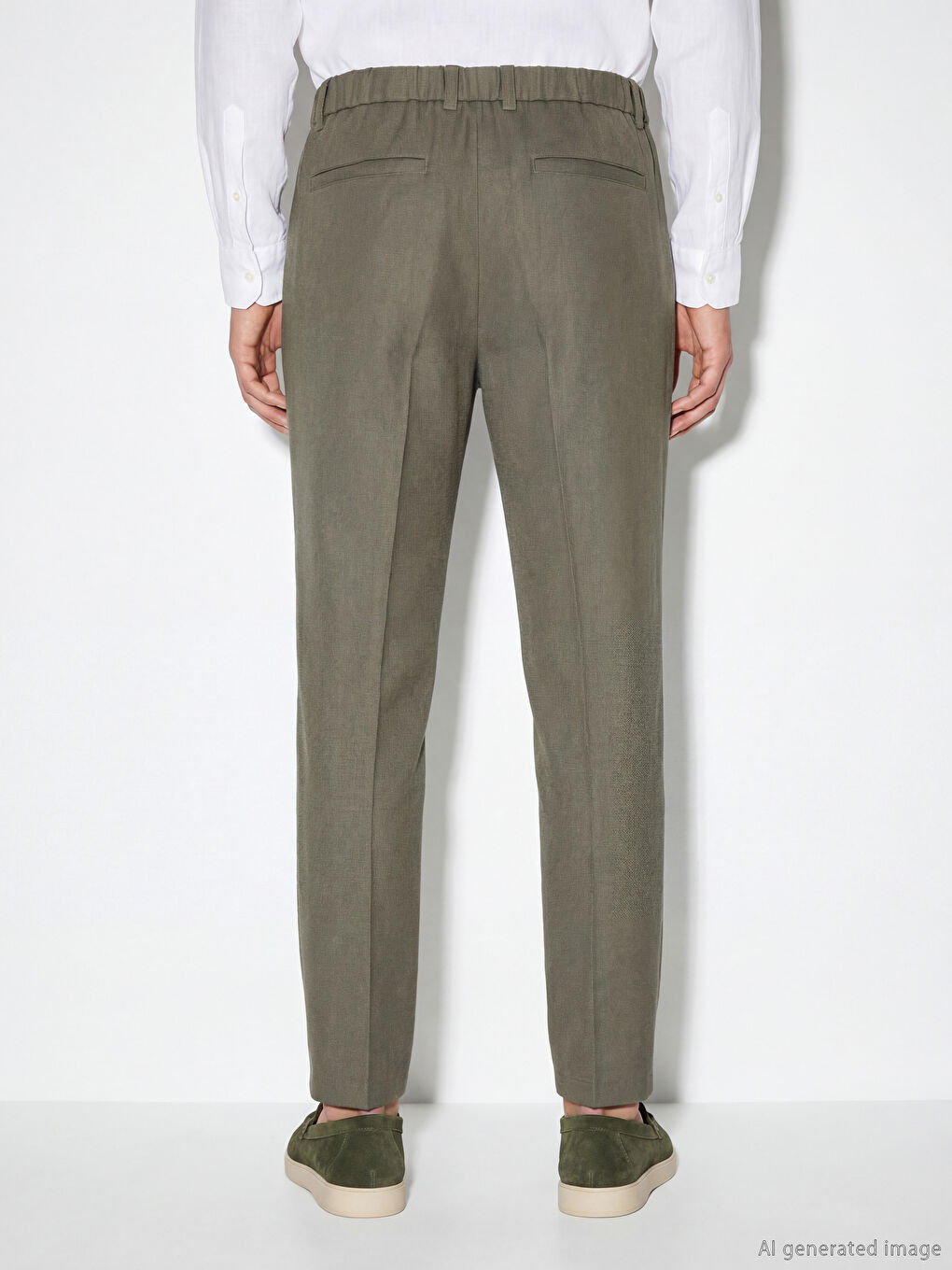 Haki Regular Fit Viskon Erkek Pileli Pantolon-3