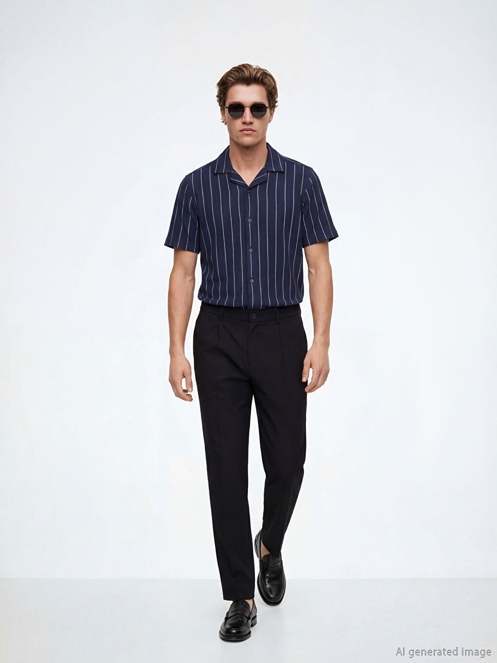 Siyah Regular Fit Viskon Erkek Pileli Pantolon