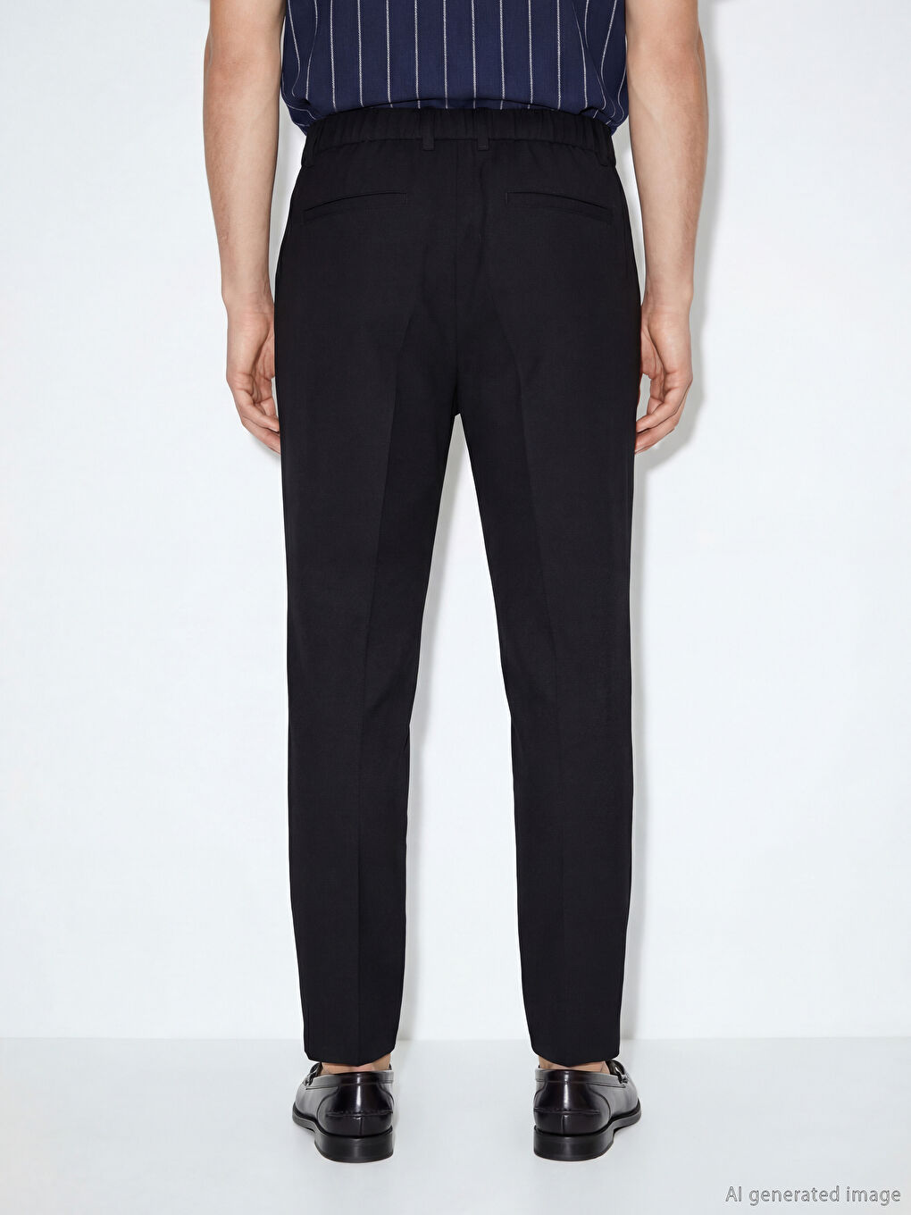 Siyah Regular Fit Viskon Erkek Pileli Pantolon-3