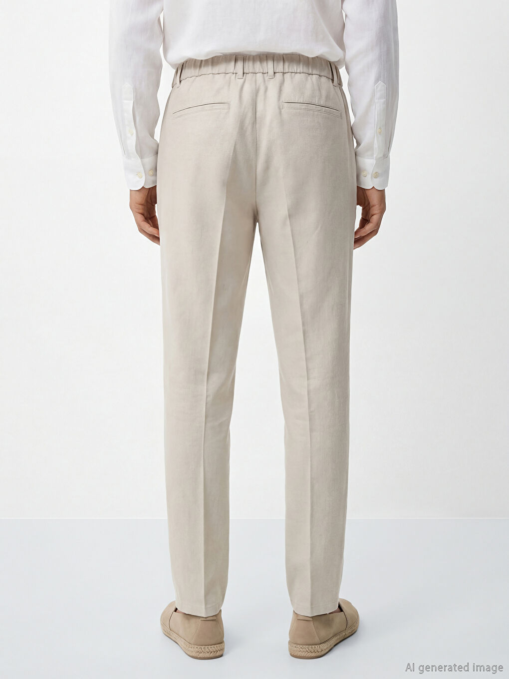 Bej Regular Fit Viskon Erkek Pileli Pantolon-3