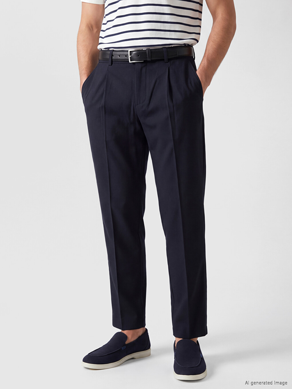Pantaloni Regular Fit Din Vâscoză Cu Pense Pentru Bărbați
