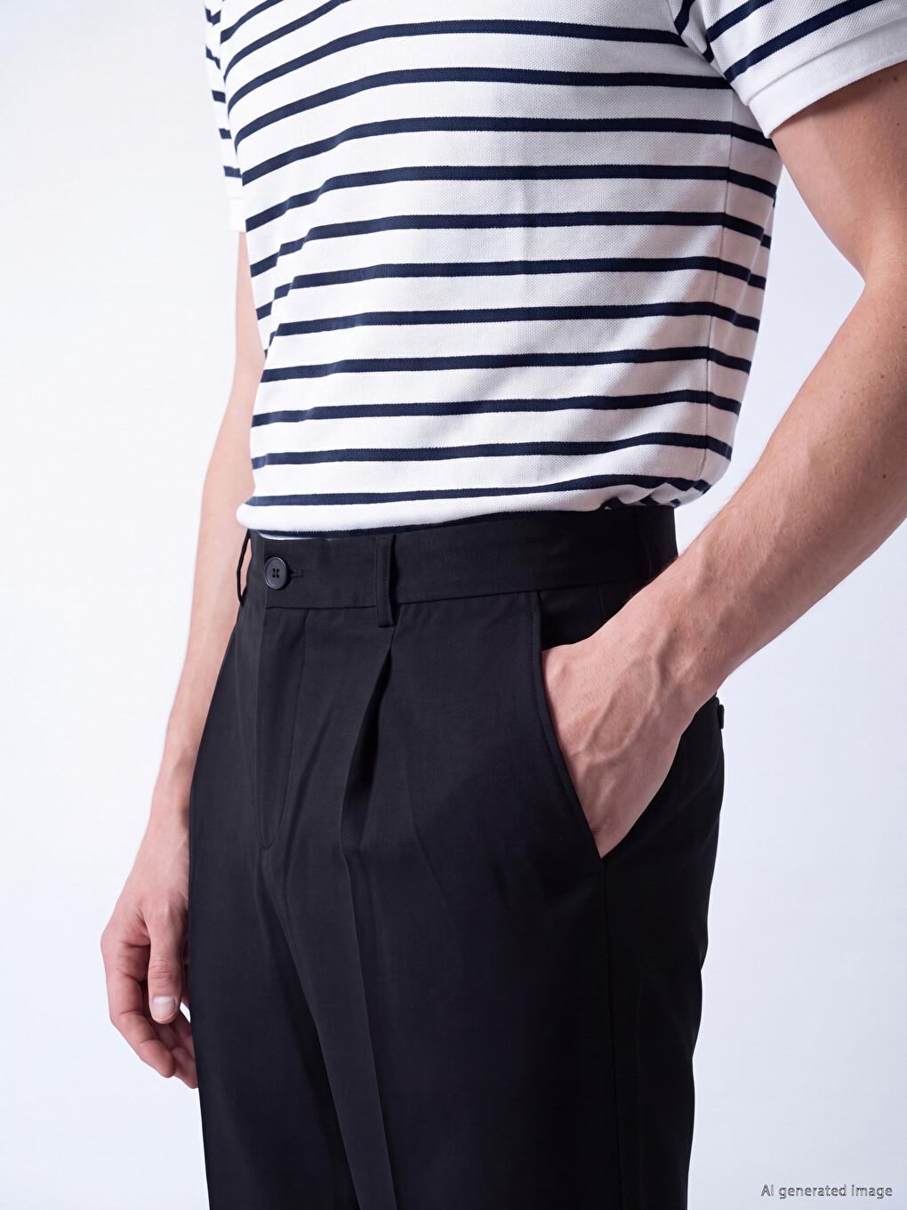 Pantaloni Regular Fit Din Vâscoză Cu Pense Pentru Bărbați-2