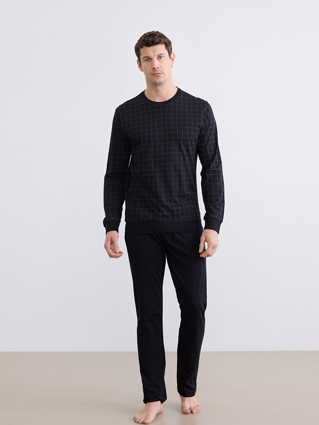 Siyah Standart Kalıp Erkek Pijama Takım