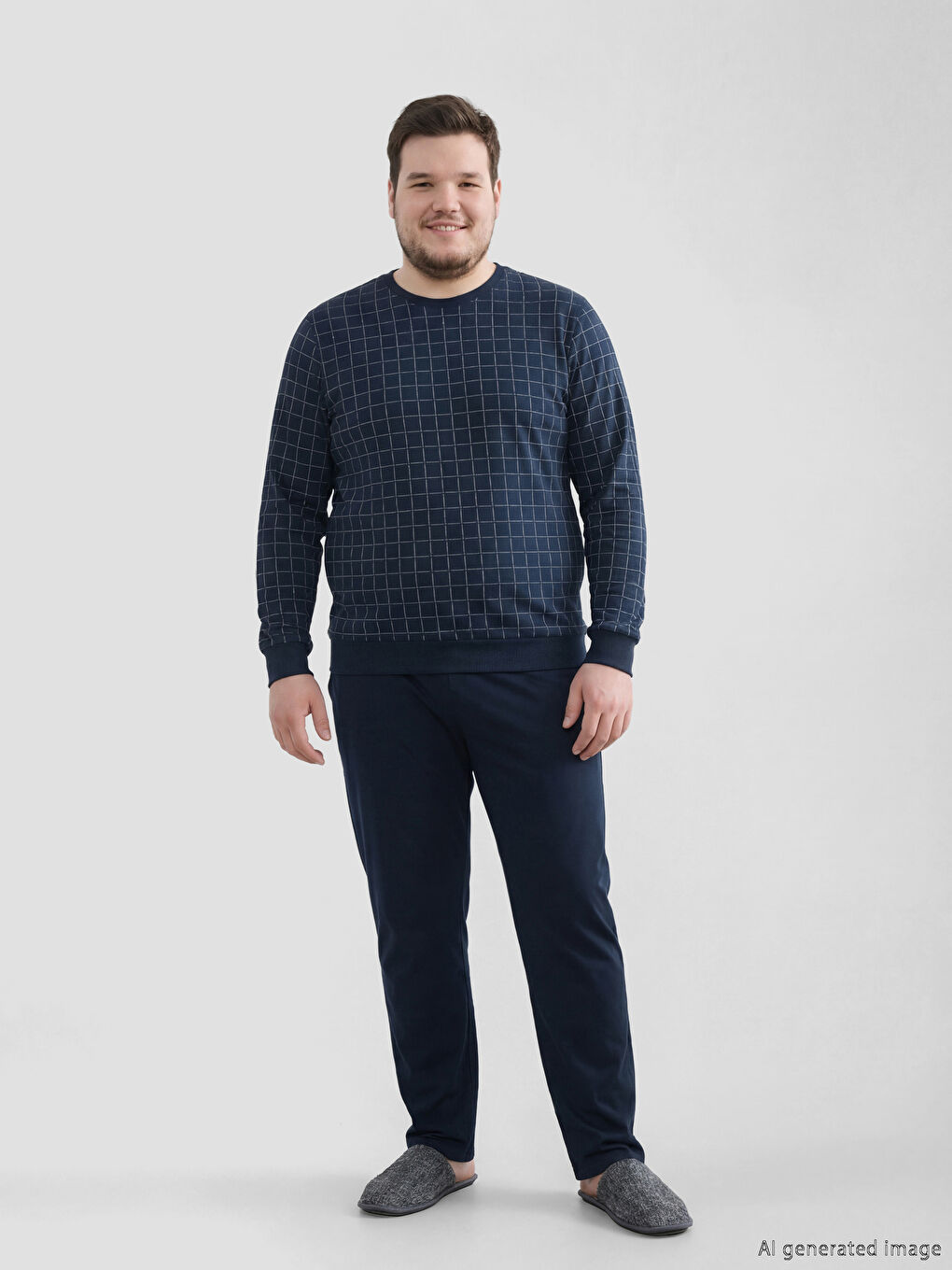 Lacivert Standart Kalıp Erkek Pijama Takım-1