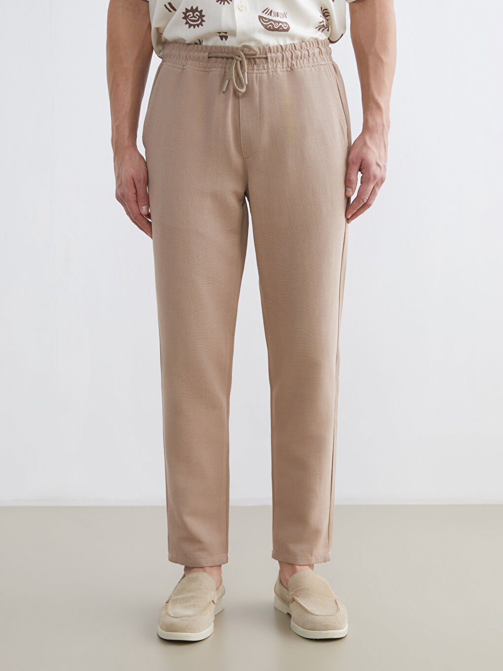 Bej Standart Kalıp Erkek Eşofman Altı-1