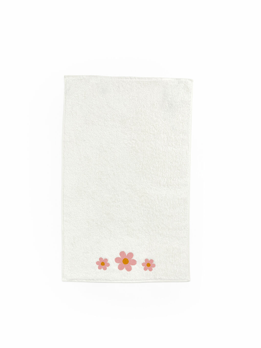 Ekru Çiçek Desenli Yüz Havlusu 50x80 cm-2
