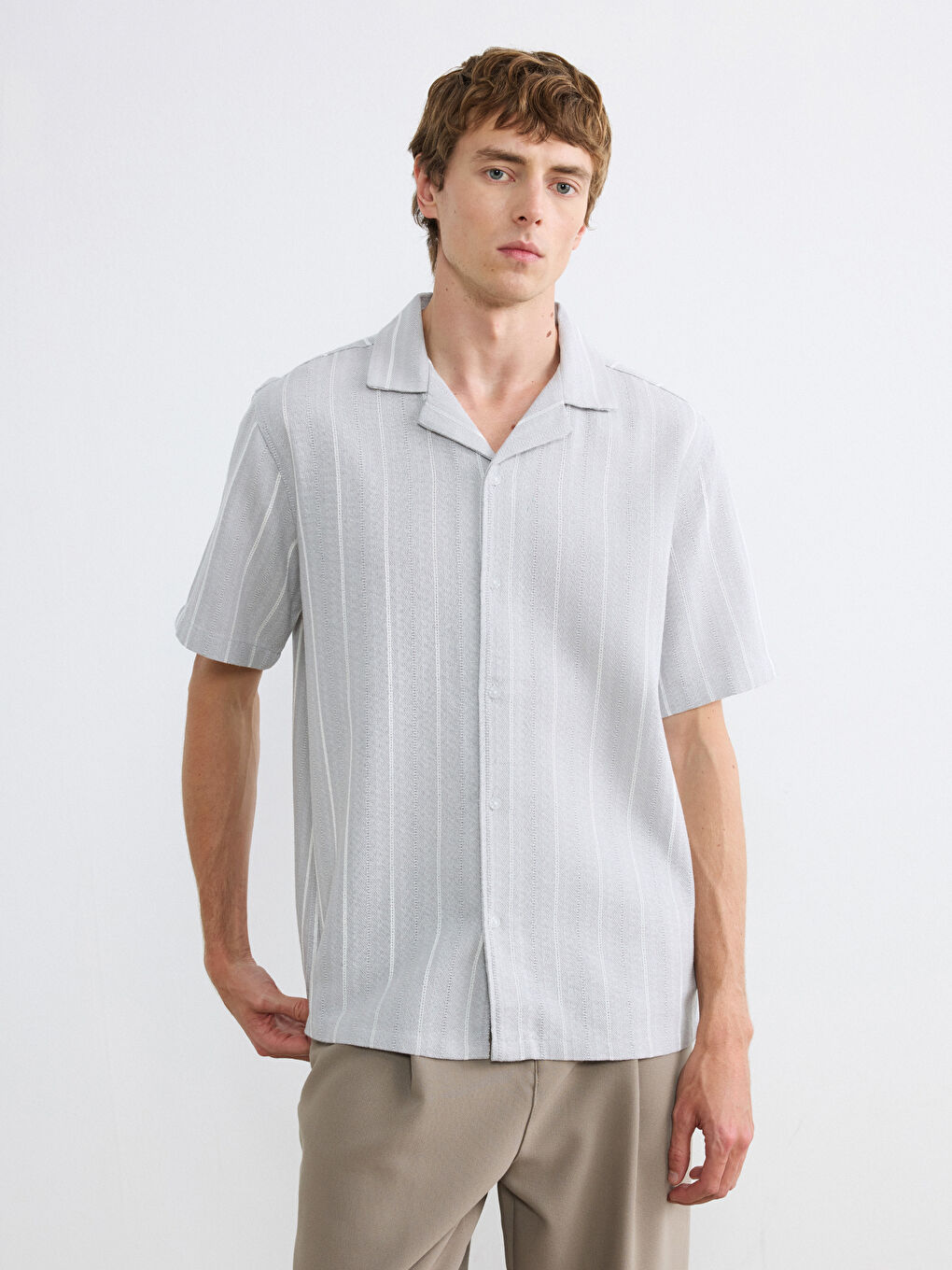 Regular Fit Short Sleeve Striped Men's Shirt