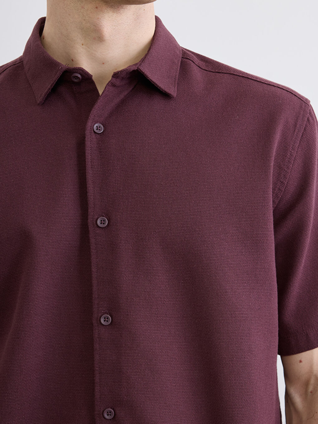 Mürdüm Standart Kalıp Erkek Dokulu Gömlek-2