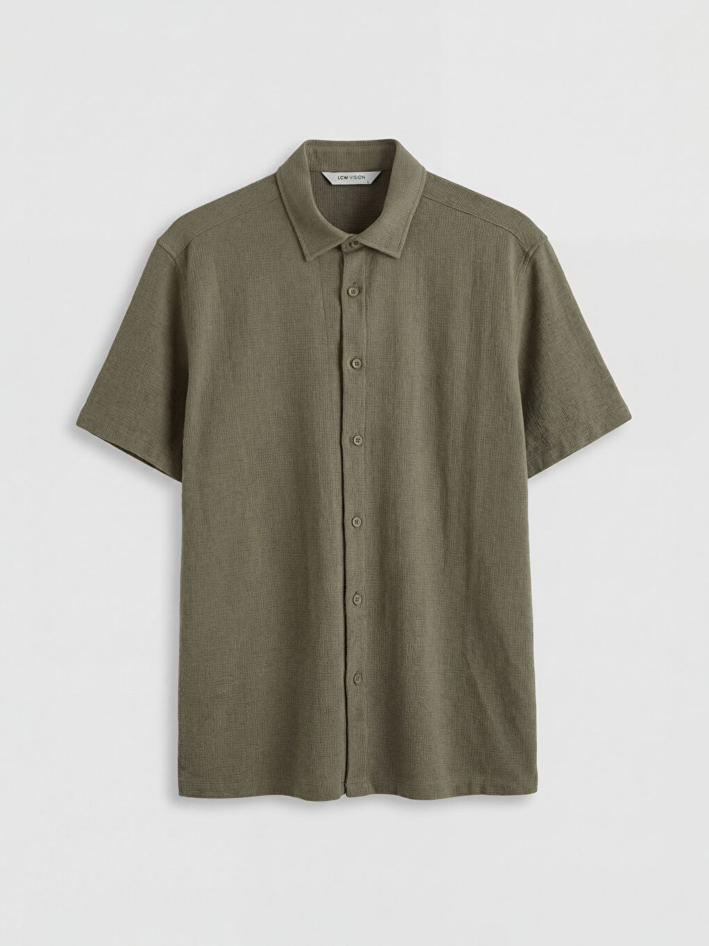 Haki Regular Fit Dokulu Erkek Gömlek