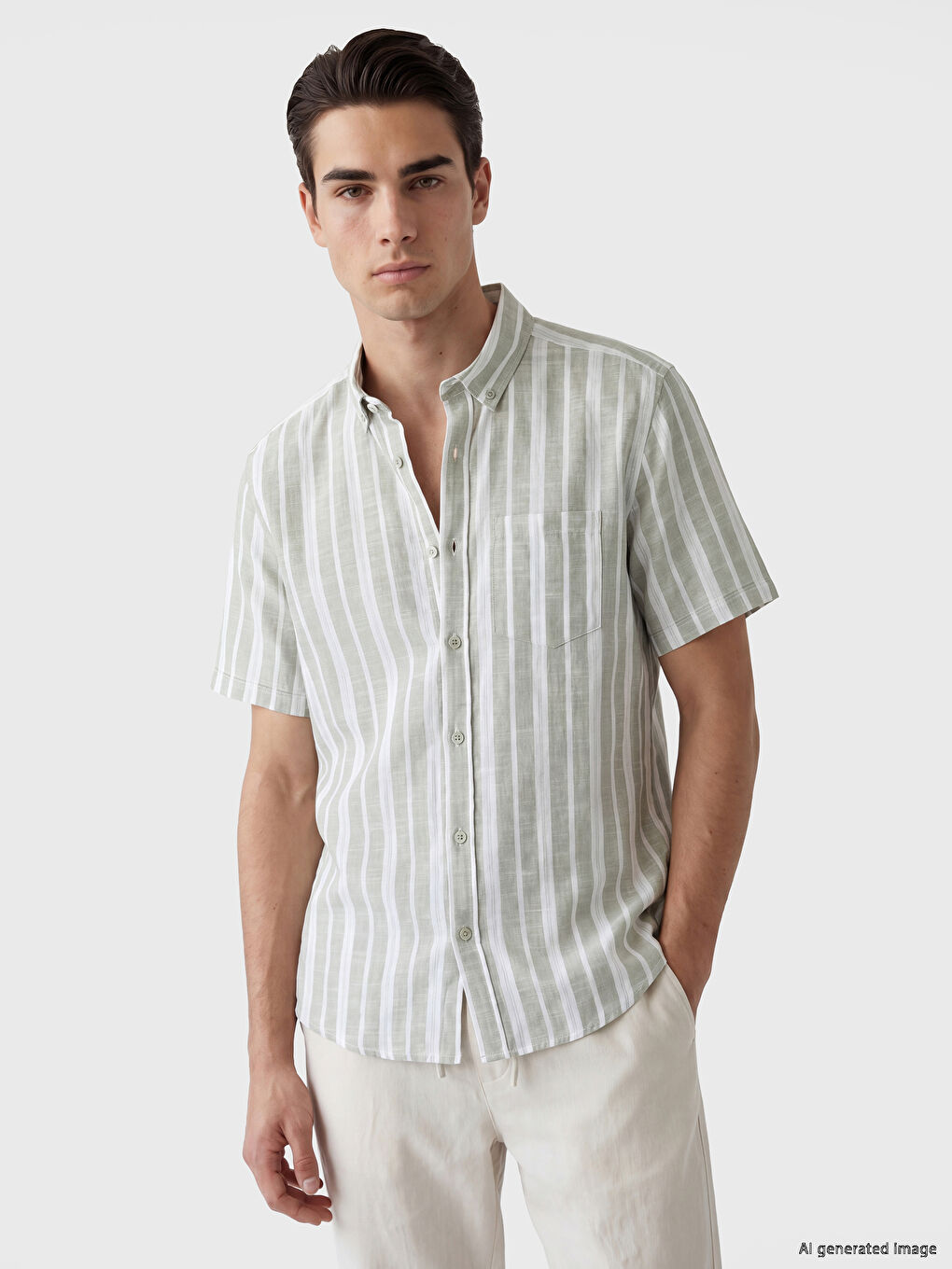 Regular Fit Striped Dobby Men's Shirt