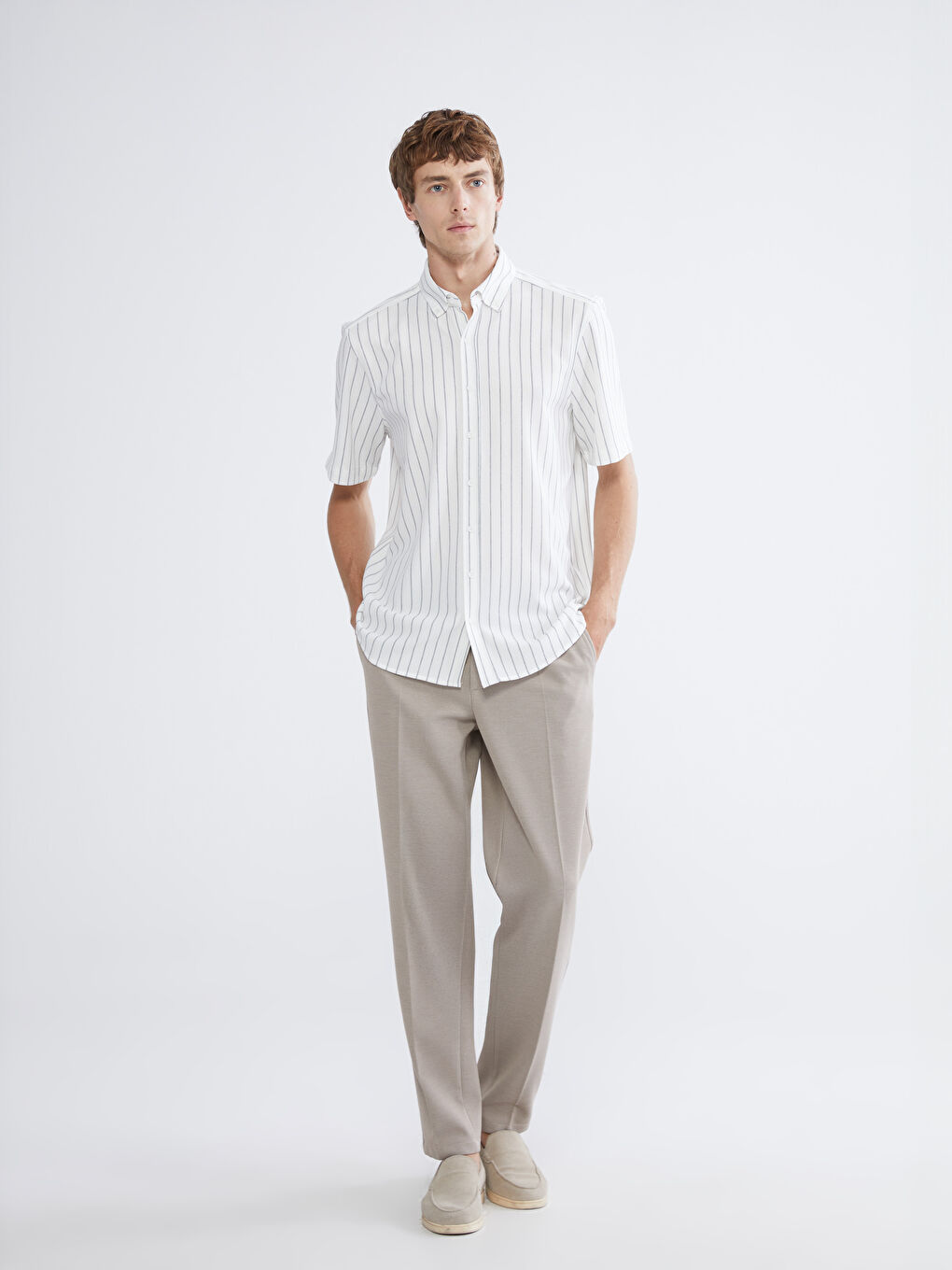 Striped Regular Fit Short Sleeve Men's Shirt-1