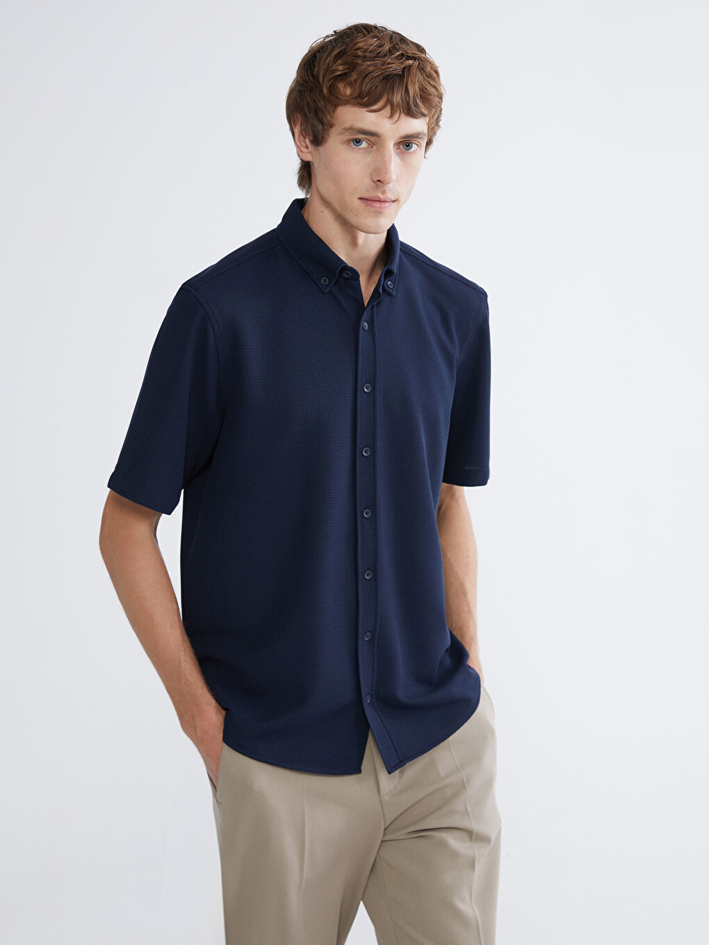 Мужчины Синий Рубашка