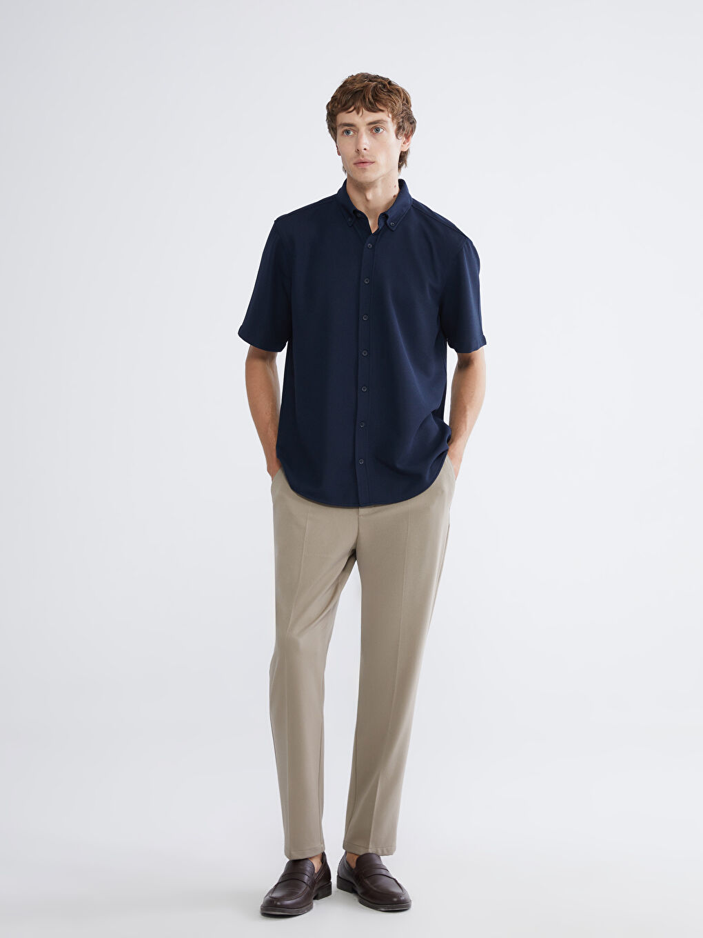 Мужчины Синий Рубашка-1