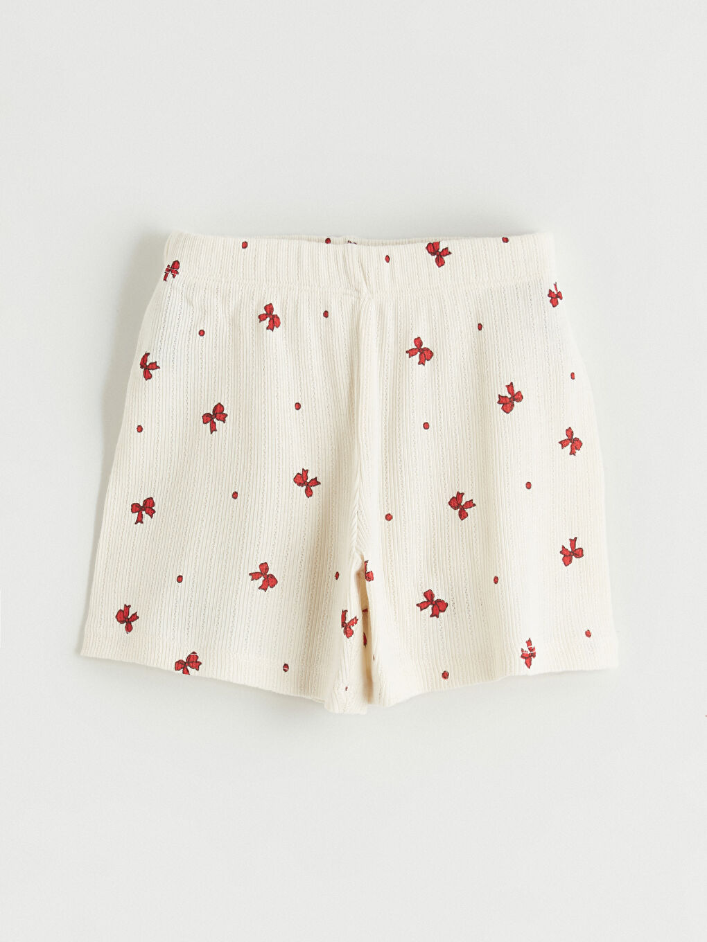 Bej Çiçek Desenli Kız Çocuk Şort-2