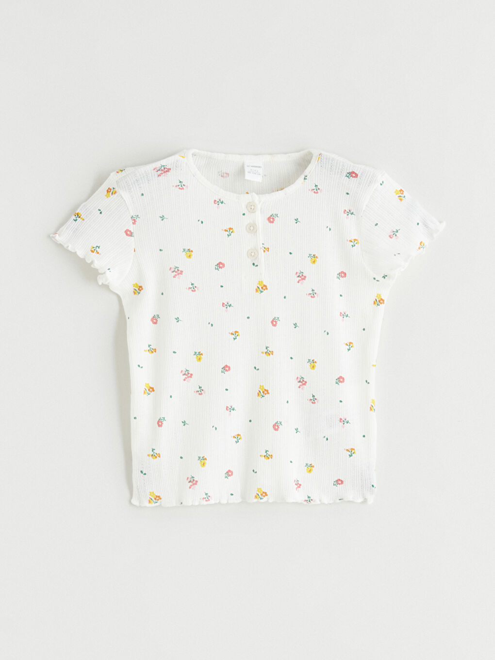 Ekru Fiyonk Baskılı Kız Çocuk Tişört