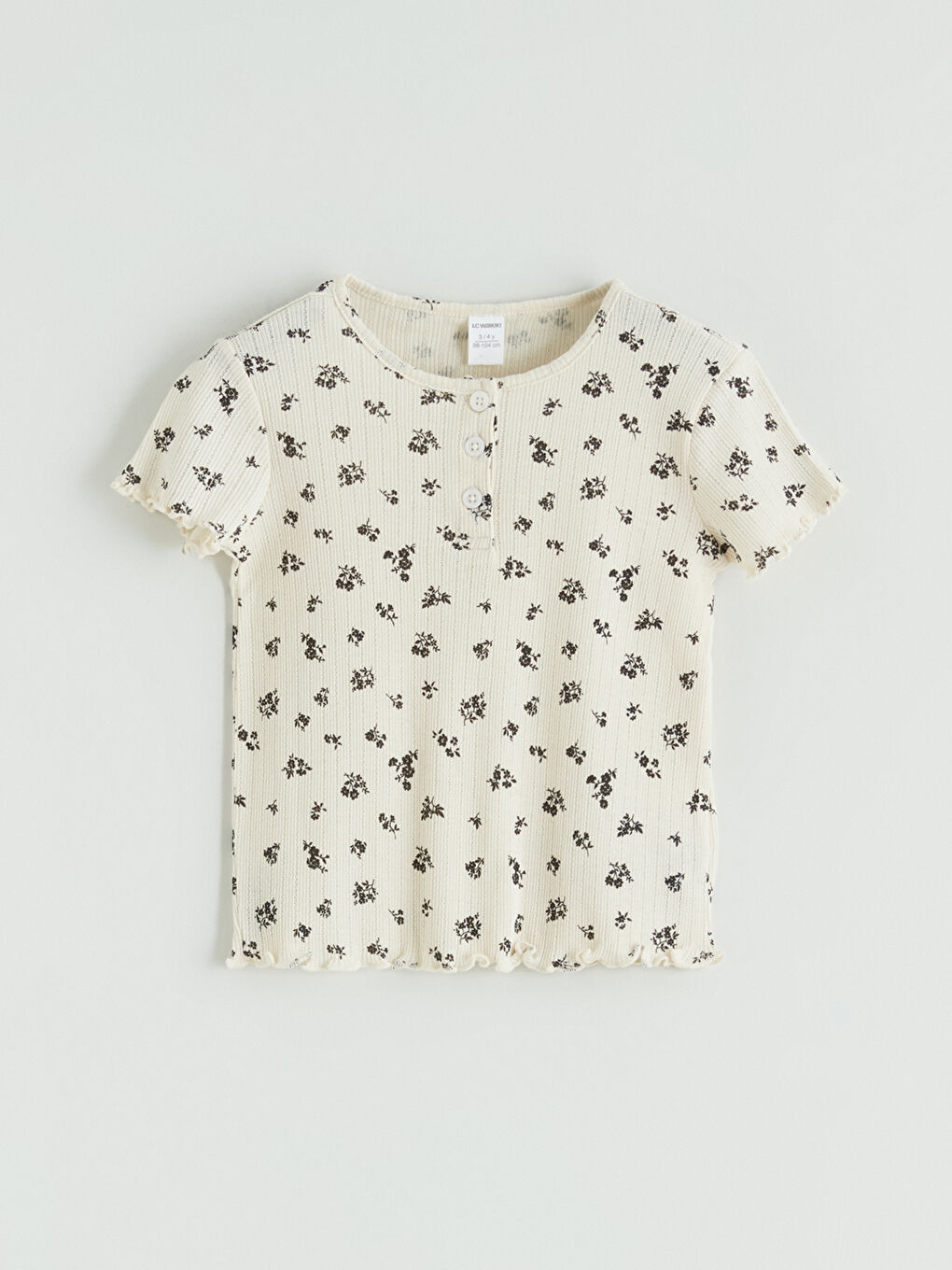 Bej Bisiklet Yaka Kız Çocuk Tişört ve Şort-1