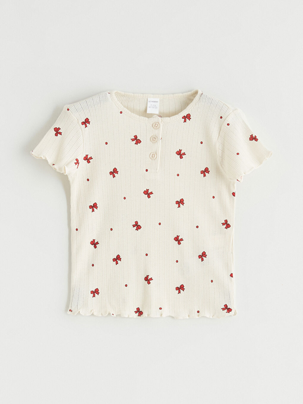 Bej Bisiklet Yaka Kız Çocuk Tişört ve Şort-1