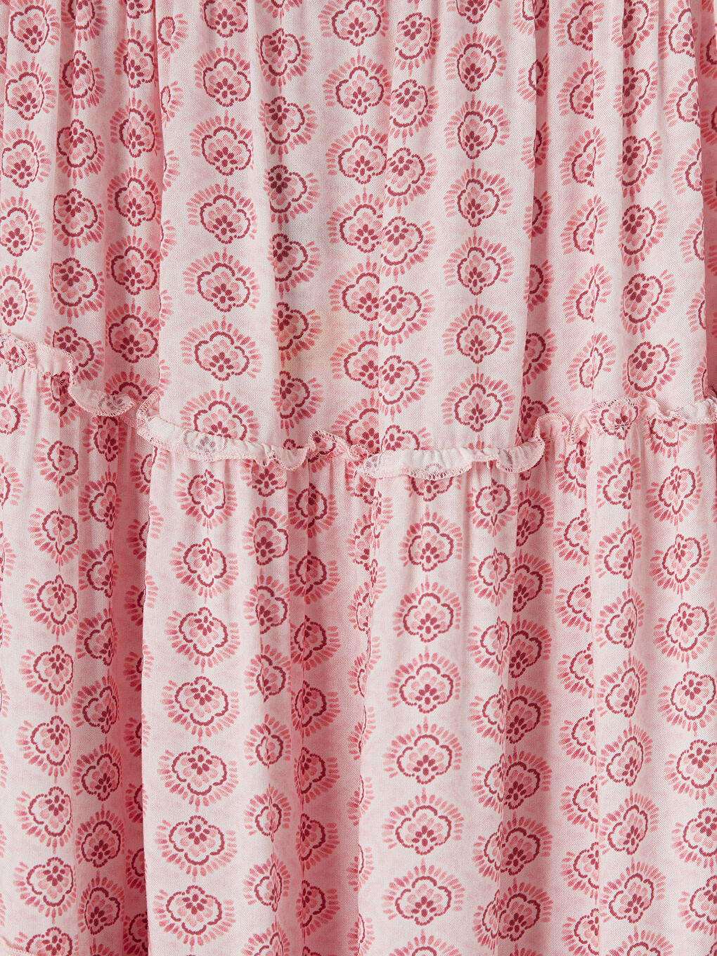 Pembe Beli Lastikli Desenli Katlı Kız Çocuk Etek-2