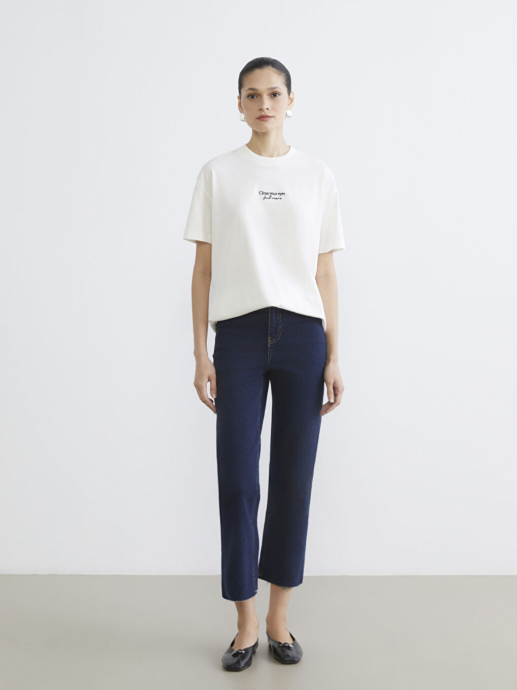 Embroidered Crew Neck Women's T-Shirt-1