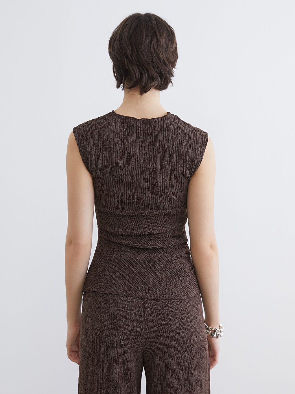 Crew Neck Ruched Blouse-3