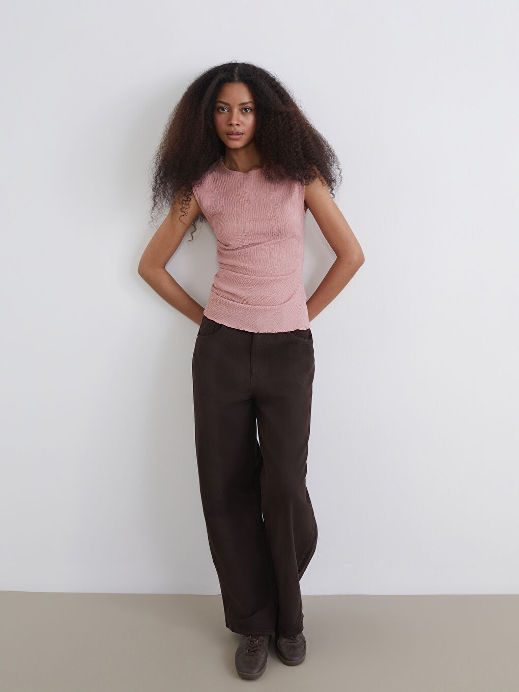 Bisiklet Yaka Büzgülü Bluz-1