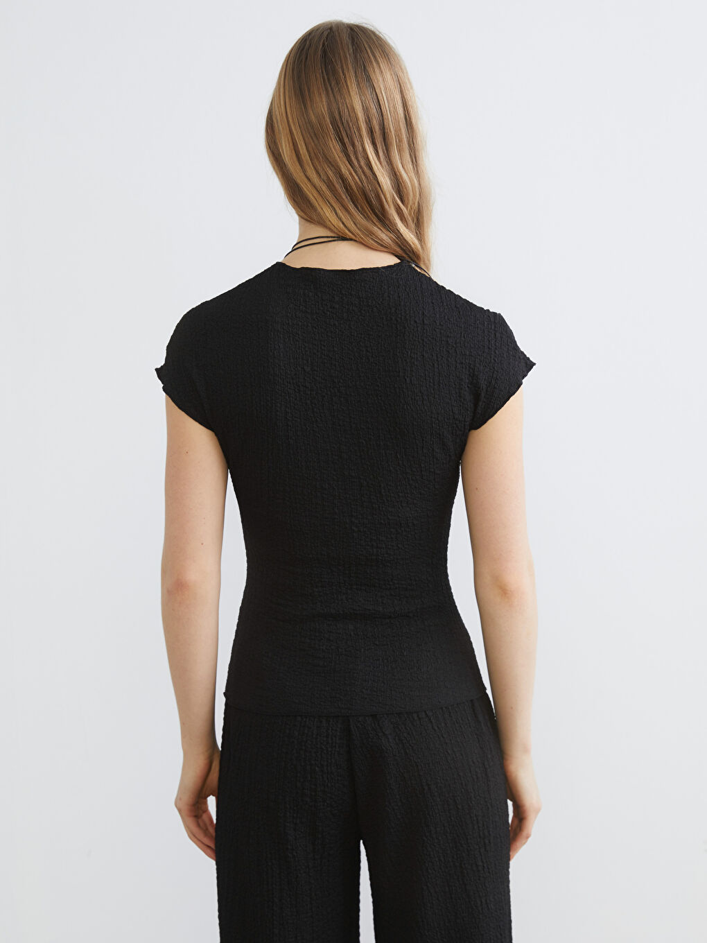 Crew Neck Textured Blouse-3