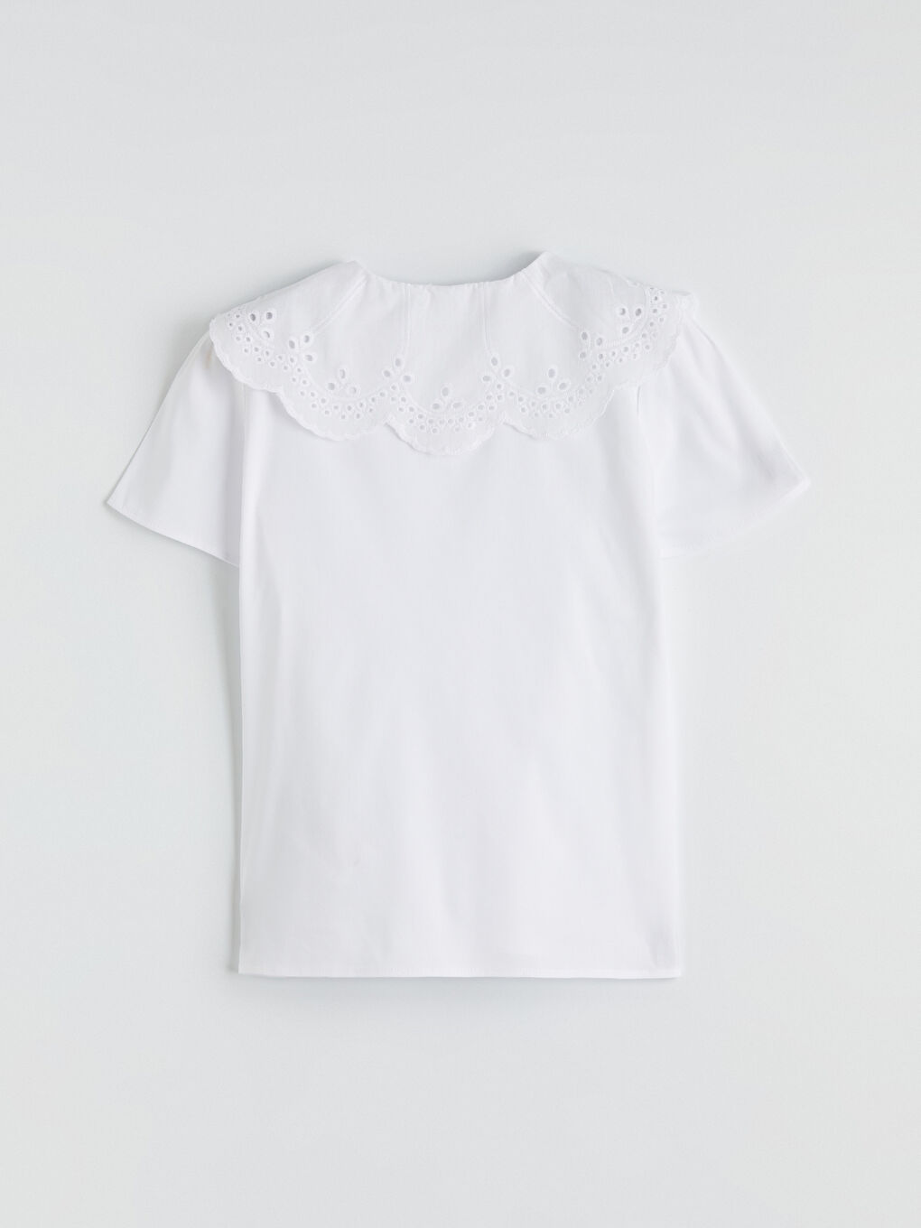 Beyaz Bebe Yaka Kız Çocuk Poplin Gömlek-2