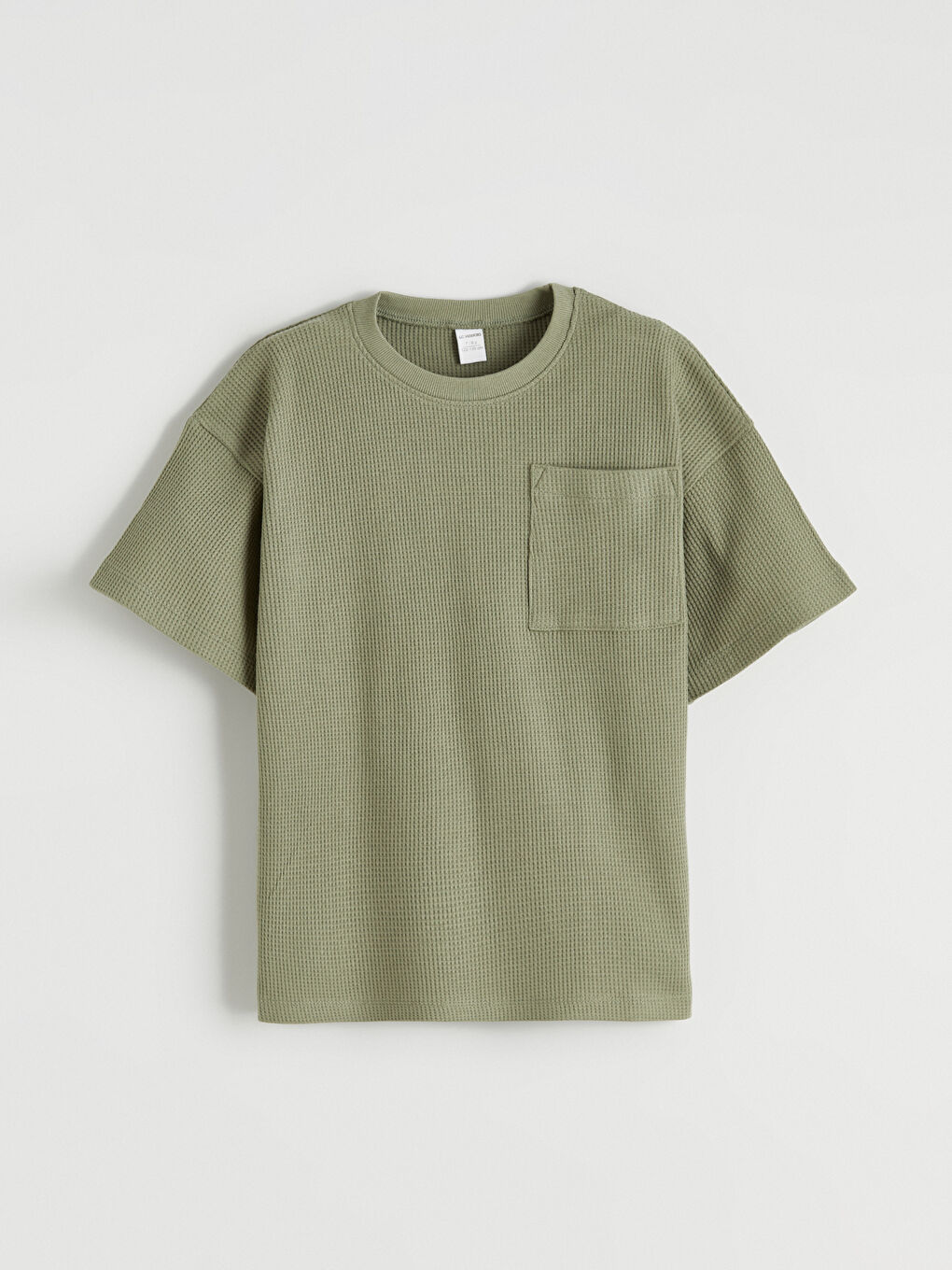 Yeşil Cepli Erkek Çocuk Waffle Tişört ve Şort-1