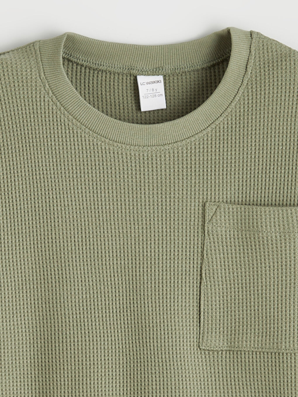 Yeşil Cepli Erkek Çocuk Waffle Tişört ve Şort-2