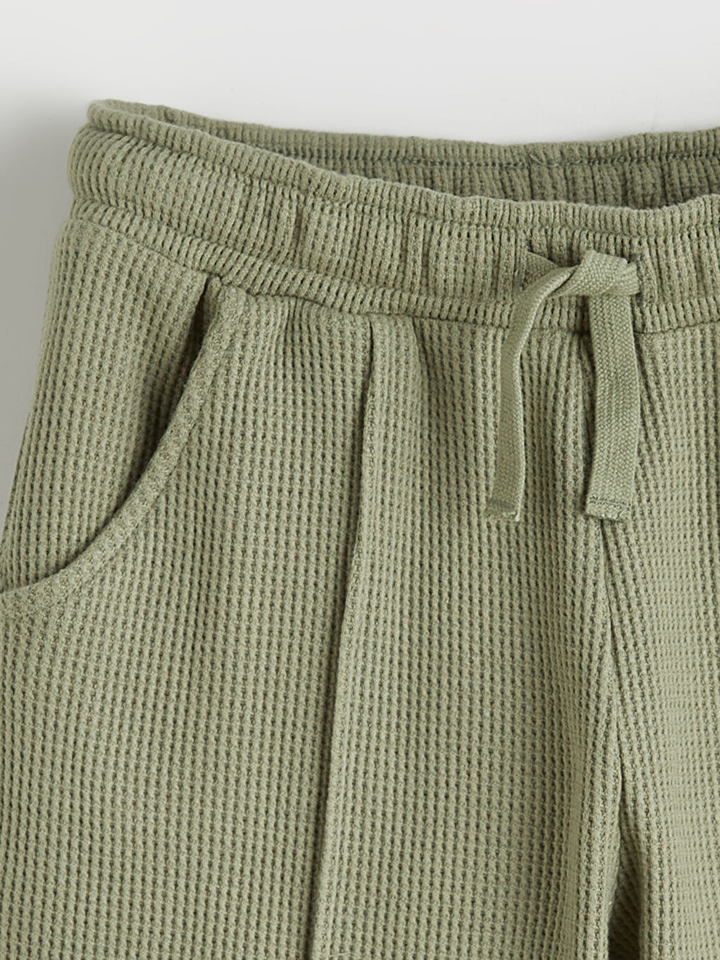 Yeşil Cepli Erkek Çocuk Waffle Tişört ve Şort-5