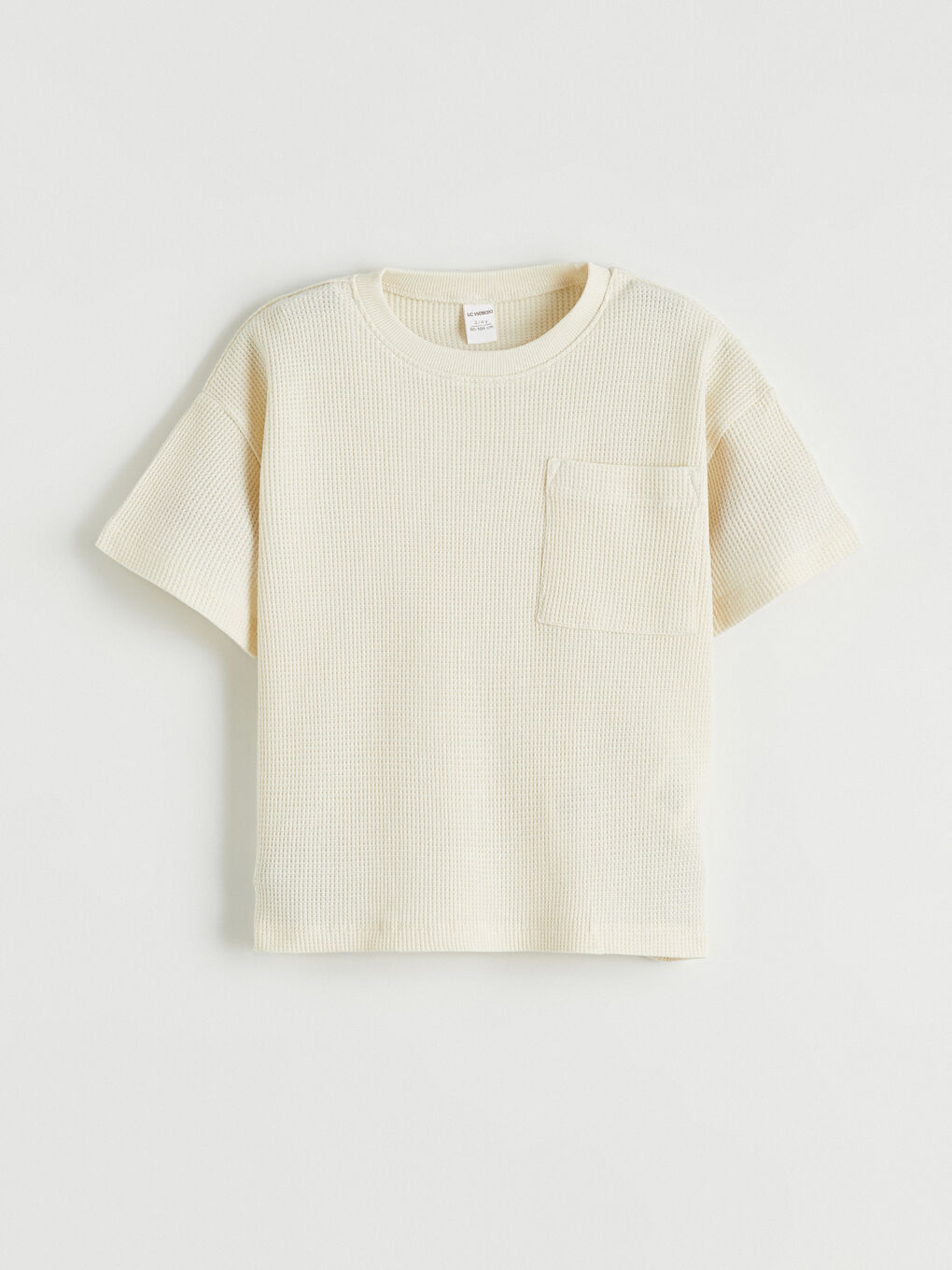 Bej Cepli Erkek Çocuk Waffle Tişört ve Şort-1