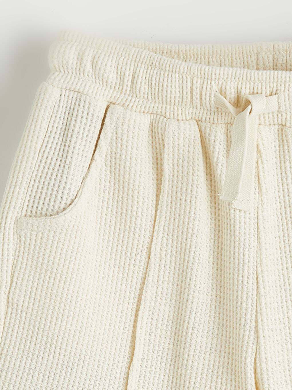 Bej Cepli Erkek Çocuk Waffle Tişört ve Şort-5